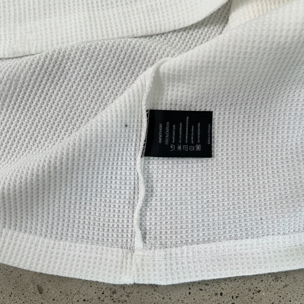 Waffle Long Sleeve Embroidery Sakura Derschutze Blossom T Shirt Men Women Casual Loose High Quality Breathe T-Shirt Clothes