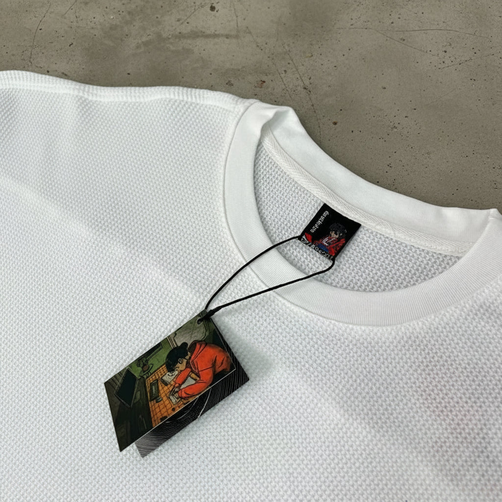 Waffle Long Sleeve Embroidery Sakura Derschutze Blossom T Shirt Men Women Casual Loose High Quality Breathe T-Shirt Clothes