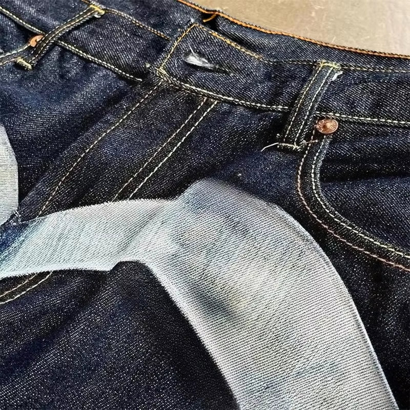 Y2K Retro Distressed Jeans Colorful Fish Shaped Patch Embroidery Pocket Loose Wide Leg Jeans Men Women Casual Fashion Streetwear